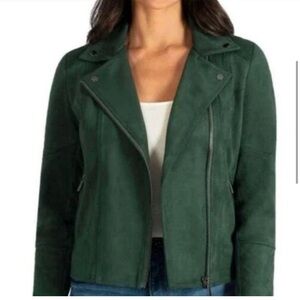 Kut from the Kloth Emerald/Hunter Green Moto Style Suede Jacket - Size S